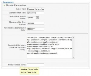 Easy File Uploader Module Parameters